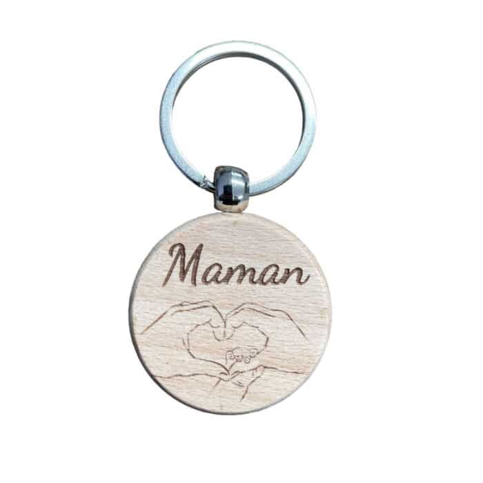 Porte-clés en bois maman