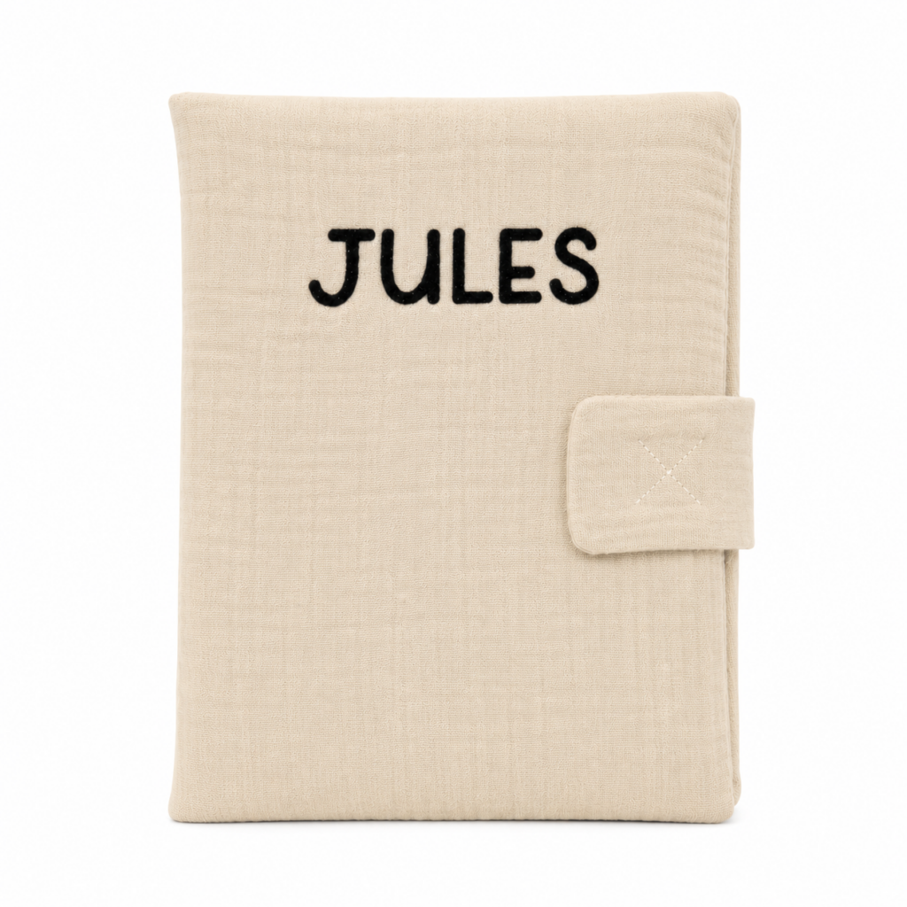 Protège carnet de santé beige personnalisable - Bébé Tendances