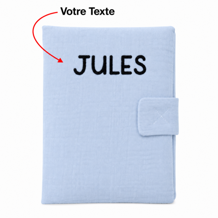 Protège carnet de santé bleu personnalisable