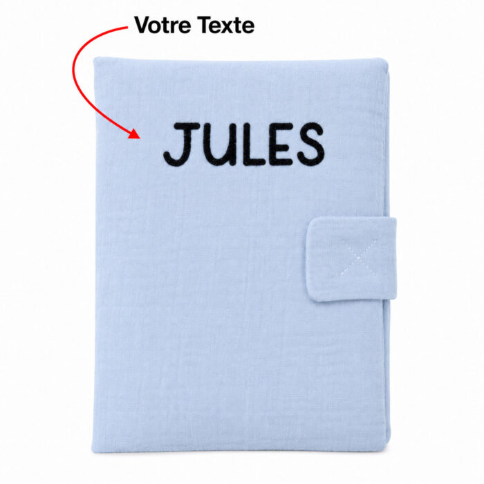 Protège carnet de santé bleu personnalisable - Bébé Tendances