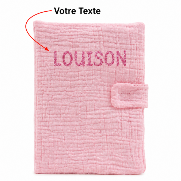 Protège carnet de santé rose personnalisable