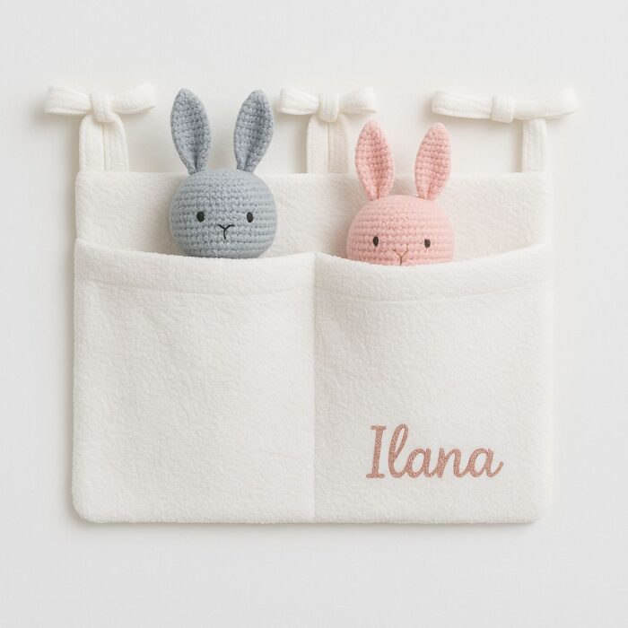 Rangement suspendu lit bébé blanc personnalisable - Bébé Tendances